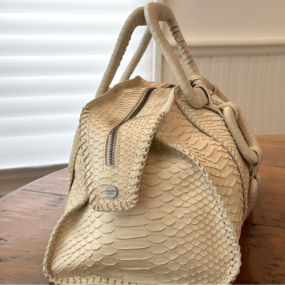 Calvin Klein Collection Large White Python Designer  Handbag - Picture 5 of 13